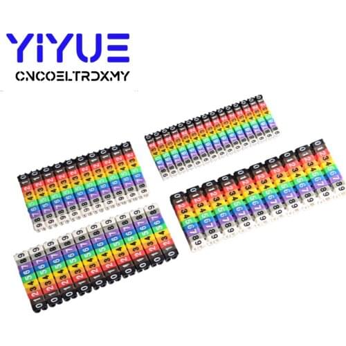 100pcs EC-0 Cable Wire Marker 0 to 9 For Cable Size 1.5mm2-6mm2 Colored