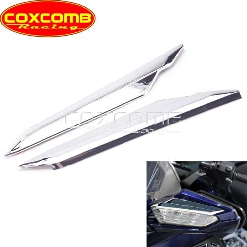 2x Motorcycle ABS Chrome Rearview Mirror Accent Side Mirror Accent Trim Cover Decorative for 2018-2020 Honda Gold Wing GL1800