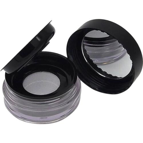 20G Plastic Empty Face Loose Powder Case Makeup Blusher Jar Travel Cosmetic Container Box with Elasticated Sifter & Mirror