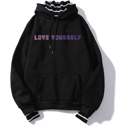 2019 Unisex Hoodie KPOP Double Hoodie Love Yourself KPOP Hoodie Sweatshirt Suitable for Harajuku KPOP Hoodie Top