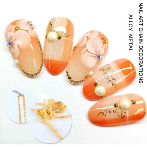 3d Metal Chain Nail Art Decoration Alloy Gold Silver Design Nail Charms Diamond Bead Jewelry Sliders Accessories