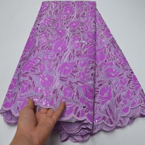 5yards/pc) high quality lilac purple African handcut organza lace fabric with excellent sequins embroidery for party OP154