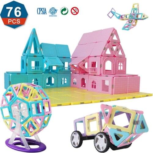 76PCS Big Size Magnetic Building Blocks Construction Set Magnetic Tiles Intelligent Educational Toys for Children