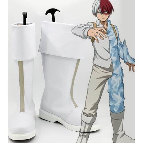 Anime My Hero Academia Todoroki Shoto Cosplay White Shoes Boots Superhero Halloween Carnival Party Costume Accessory
