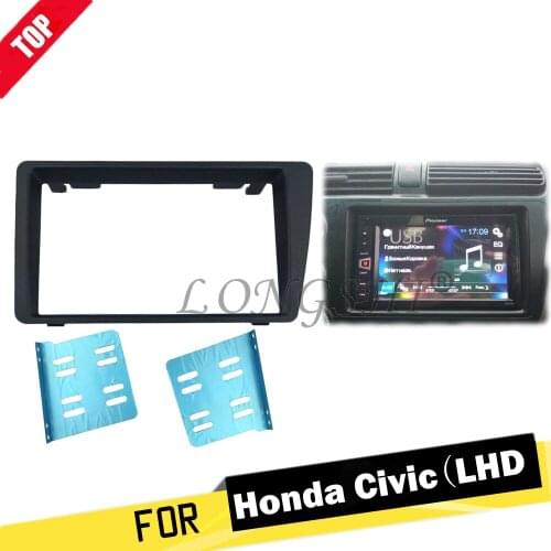 LONGSHI Double Double Din Car Radio Fascia Trim Kit for 2001-2005 Honda Civic LHD Dash Mount DVD Frame Auto Stereo Adaptor 2din