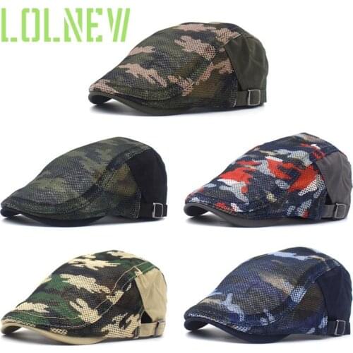 Unisex Summer Berets Hat Men Women Breathable Mesh Sun Visors Camouflage Beret Caps Net Herringbone Flat Cap Boina hombre