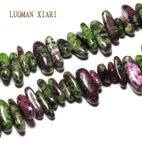 Natural Epidote Green Red Stone Beads Wholesale 10-18 mm Stick Shape DIY For Jewelry Making Necklace Material Strand 15