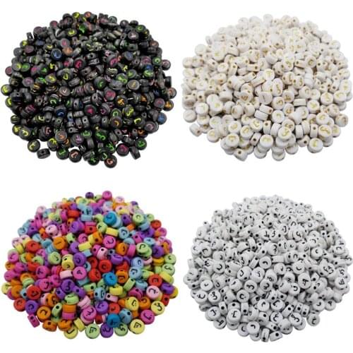 7mm/100PCS Mixed Arabic alphabet Loose Beads Spacer Flat bead Jewelry Accessories DIY For Necklace Bracelet Hot Sale Multicolor