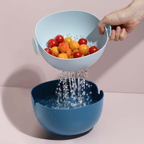 Household fruit basket, kitchen accessories, plastic storage basket, kitchen supplies, double drain basket, kitchen storage bag