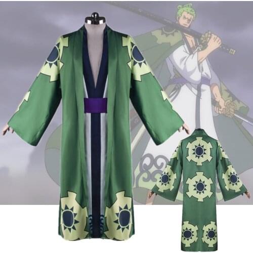 ONE PIECE Roronoa Zoro Cosplay Costumes Set Coat Lining Belt Suit Adult Unisex Prop