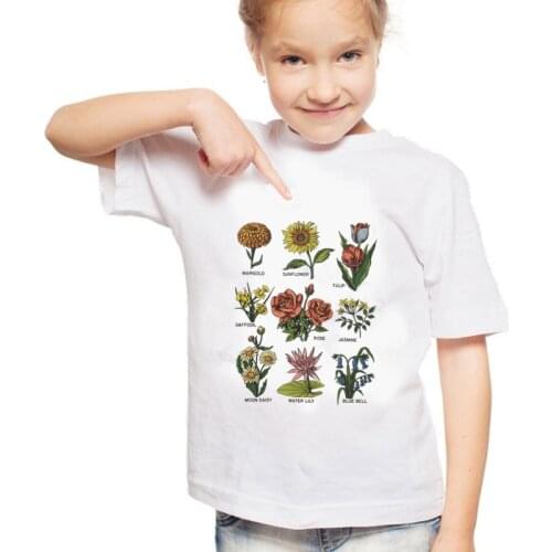 Kids Harajuku Tees Shirt Wildflower Graphic Tees Floral Print T Shirt Girls Sunshine Plant These Tee Tops T-shirt 1-12T