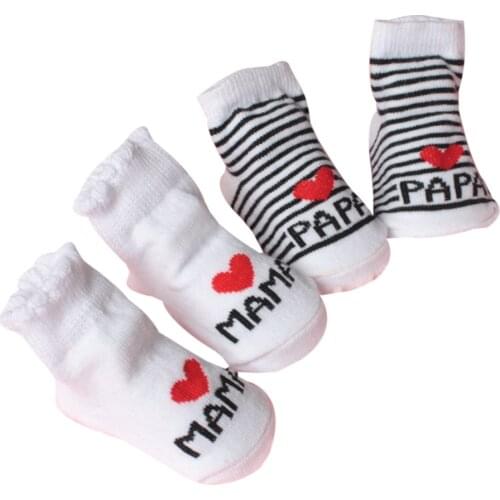 Baby Socks Anti Slip with Rubber Cotton Fashion Love Mama Papa Letter Kids Newborn Winter Warm Socks For Girl Boys Clothes 19Jul