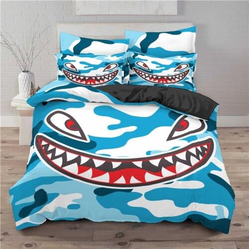 Home Textile Luxury 3D Shark Print 2/3Pcs Comfortable Duvet Cover Pillowcase Bedding Sets Single Queen and King EU/US/AU Size