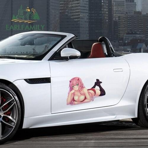 EARLFAMILY 43cm x 31.6cm Big Sexy Car Stickers for Darling In The Franxx Zero Two Decals Anime Vinyl Car Wrap JDM Decoration