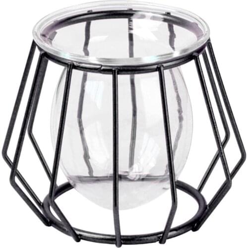 Hydroponic Container Glass Plant Flower Vase Simple Nordic Styles Ornament Home Desktop Decoration Geometric Garden Metal Frame