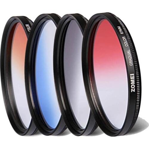 Zomei 52/55/58/62/67/72/77/82mm Graduated Color Filter Gradient Orange/Red/Blue/Gray Filter for Canon Nikon Sony Pentax Lenses