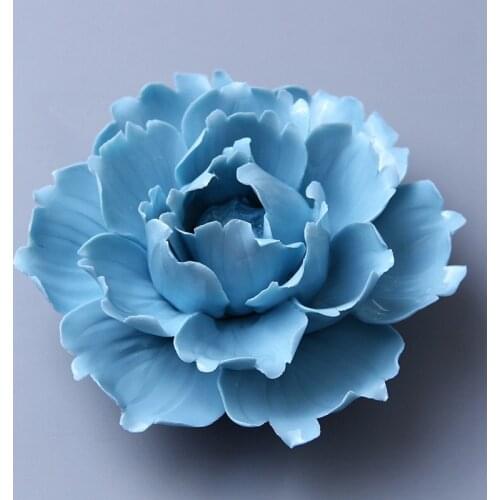 Chinese Peony Lily Ceramic Flower Wall Sticker Decoration Hotel Cafe Hall Wall Hanging Crafts Home Bedroom Wall Mural Ornaments