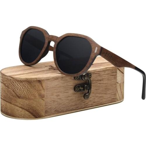 2019 New Arrival Vintage Ebony Wood Polarized Sunglasses, UV400 Black Mens Sun Glasses gafas de sol mujer