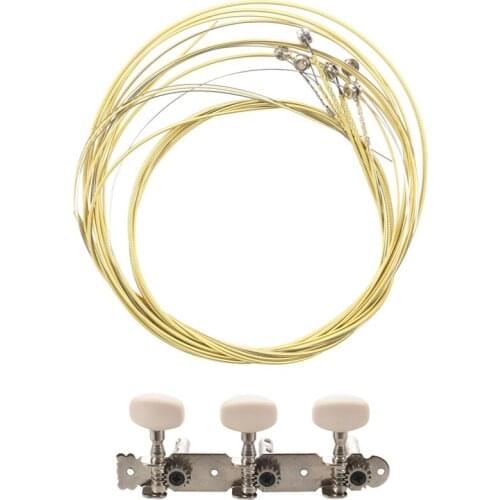 Replacement 6 Pcs A406 Steel Strings Set with 2Pcs Acoustic Classic Guitar Set Tuning Pegs Keys Machine Heads Tuners