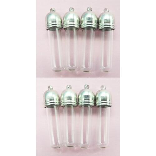 Wholesale 100PCS Fantasy Small Tiny Transparent Clear Glass Tube Wish Bottle Vials 8X30mm Long Wish Bottle with Brones Lid
