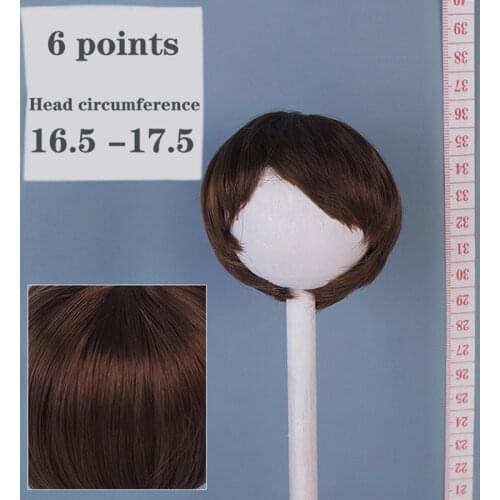Wig for 1/6 Bjd Doll Head Circumference 16.5-17.5cm Short Straight Hair 28cm Fat Doll Dress Up Accessories Toy for Boy