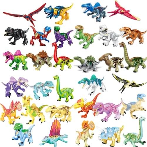 Jurassic Dinosaur Park Indominus Rex Diy Blocks Dilophosaurus Pterosauria Velociraptor Building Block Kids Toys Creator Animals