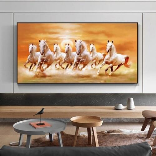 Modern Seven Running Horses Canvas Printing Wall Art Poster and Prints Animal HD Picturess for Living Room Decor