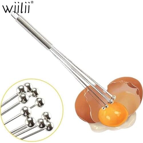 Wiilii Stainless Steel Ball Whisk Wire Hand Round Glass Beads Eggbeater Spherical Stirring Whisk Surface Mixing Cooking Tools