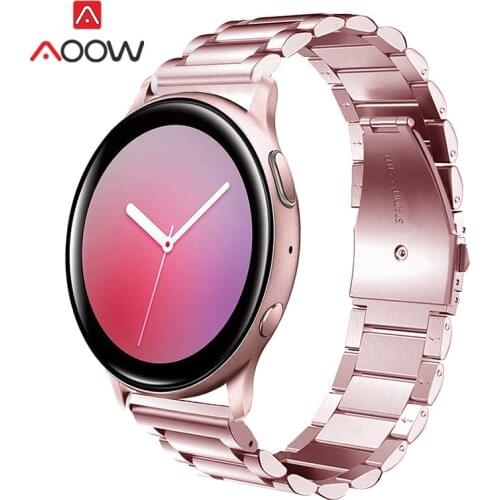 20mm 22mm Rose Pink Stainless Steel Strap Folding Buckle Metal Band for Samsung Galaxy Active2 42mm Gear S3 Amazfit Smart Watch