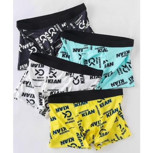 4pcs/lot Mens Underwear Modal Soft Fabric Boxers Breathable Sexy Man Boxer Print Underpants Shorts U Convex Pouch Men Panties