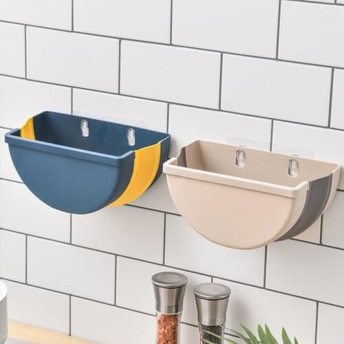 YOREDE Kitchen Cabinet Hanging Trash Can Household Bathroom Garbage Storage Wall Mounted Folding Waste Bin Car Garbage Dustbin