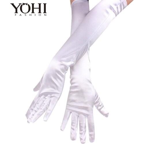 2018 New Fashion three colors Ladies Satin Long Gloves 1 Pair