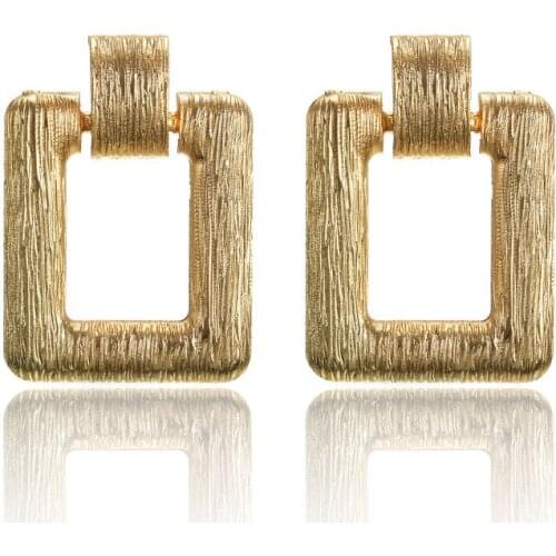 2019 Geometric Texture Metal Pendant Vintage Earrings for Women of Gold personality Fashion Jewelry
