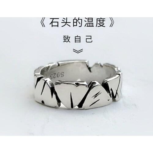 2021 Hot Sale Simple Creative Rock Texture Vintage Distressed Sea Dry Stone Rotten Open Ring Women Hand Jewelry Gift Wholesale