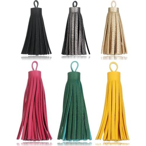 5pcs 6 8cm Length Leather Tassels Fringe Craft Tassels For Purl Macrame DIY Jewelry Keychain Cellphone Straps Pendant Wholesale