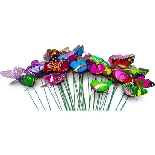 50 Pcs Artificial Butterfly Decorations Garden Yard Lawn Patio Outdoor Art Craft 87HA