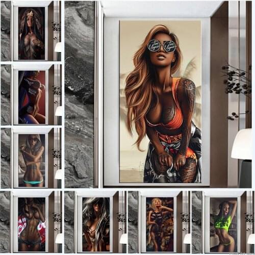 Abstract Cool Sexy Tattoo Girl Poster Wear Glasses Women Sex Canvas Painting Prints Wall Art Pictures for Living Room Home Decor