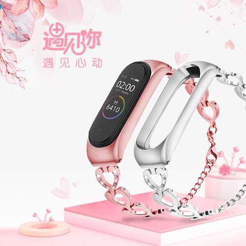 Diamond Wristband for Xiao miband 6 5 and 3 and 4 Stainless Steel Metal Xiomi Band Xaiomi Xiami Xaomi Xaiomy Strap