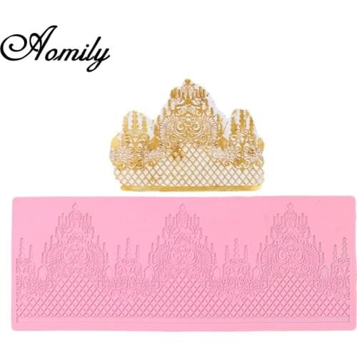 Aomily 3D Crown Wedding Cake Silicone Fondant Mold Mousse Brim Decor Sugarcraft Icing Mat Pad Home Pastry Baking Tool Supplie
