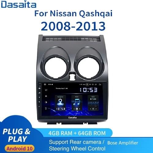 Dasaita PX6 9" 1din Android Car radio for Nissan Qashqai Navigation j10 j11 2008 2009 2010 2011 2012 2013 1280*720 HD 4G 64G