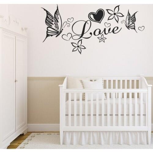 Butterfly Floral Love Heart Vinyl Wall Stickers Home Decoration Living room Bedroom DIY Art Murals JG2660