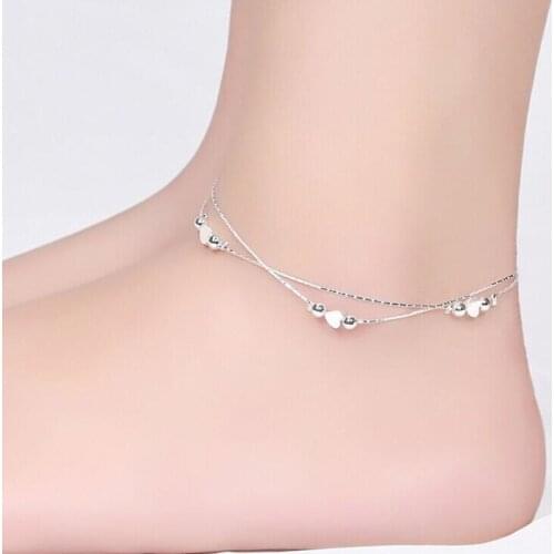 For Women With Heart Design Barefoot Accessories Double Layer Summer Anklets Beach Sandal Foot Chain