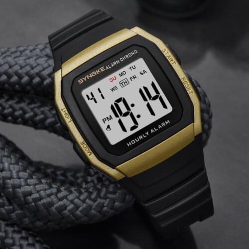 SYNOKE Fashion Black Gold Men Watches Sports Digital Watch 3M Waterproof Alarm Man Wrist Electronic Clock Men Relogio Masculino