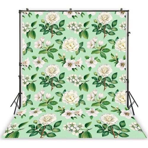 Floral Pattern Backdrop Birthday Portrait Green Mural Background Cake Table Decoration Photography Filming Photocall Wallpaper