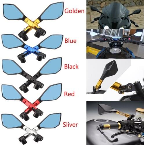 Optional Universal Motorcycle Mirrors Blue glass Anti-vertigo Rearview Side Mirror Mount Tool Bolts 8mm 10mm for cafe racer