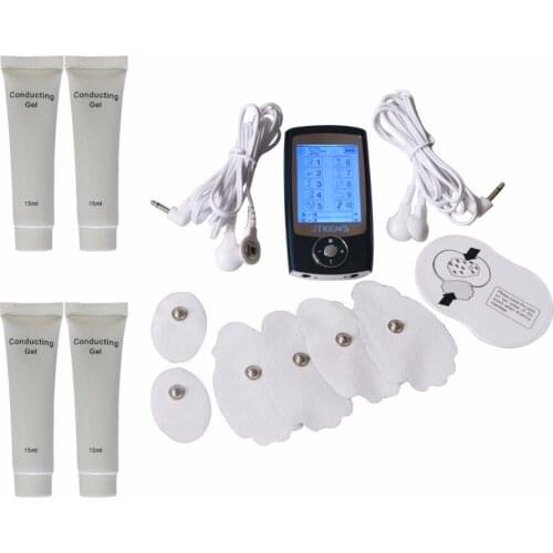 2 Channels Electrical Body Relax Muscle Massager Pulse Tens Acupuncture Therapy Massage Device With 4Pcs Conducting Gel 15ml/pc