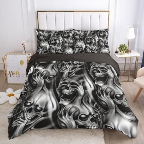 Skull Deadpool Duvet cover set 240x220 200x200 Bedding set Twin Queen King Double Bed linens Quilt cover Bedclothes silver