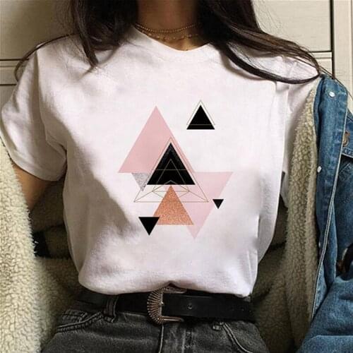 Beautiful geometry printed women 90s Graphic T-shirt Harajuku Tops Tee Cute Short Sleeve Animal Female Tshirts Met Y2k Loose