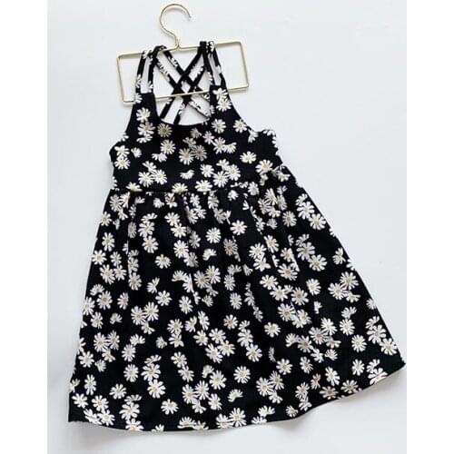 Summer Baby Girls Daisy Chiffon Dress Korean Style Toddler Kids Cute Suspenders Princess Dresses