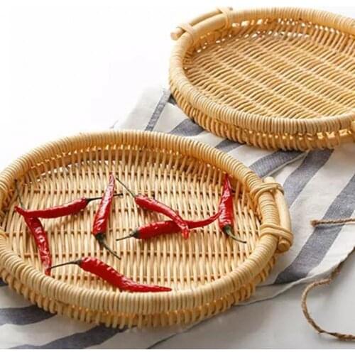 Handmade Ratten Pouch Easy to Clean Eye-catching Minimalistic Weave Storage Basket for Storage Food Picnic Bread Container